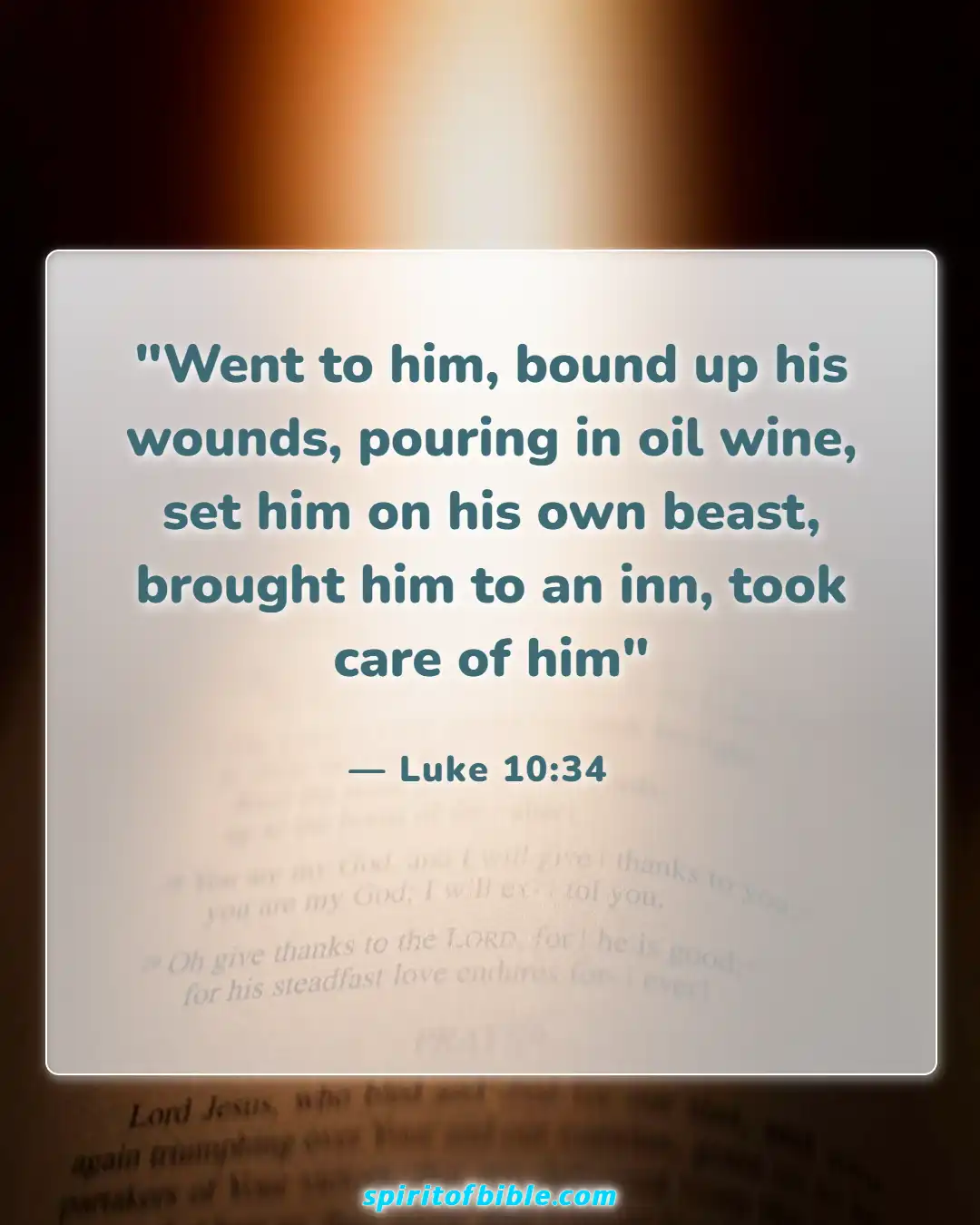 Bible Verses About Accepting Help From Others (Luke 10:34)