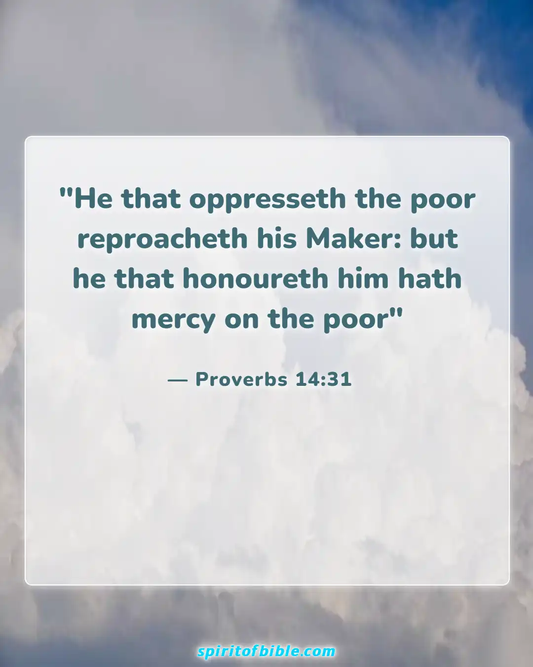 Bible Verses About Helping The Poor (Proverbs 14:31)